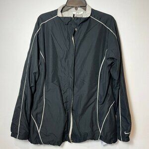 Nike Mens Vintage Full Zip Golf Jacket Windbreaker Black 2XL‎ Long Sleeve 90s
